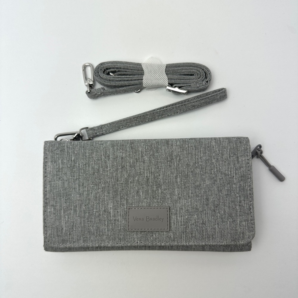 Vera Bradley Lighten Up RFID Wallet Crossbody Medium Heather Gray 29544-13013